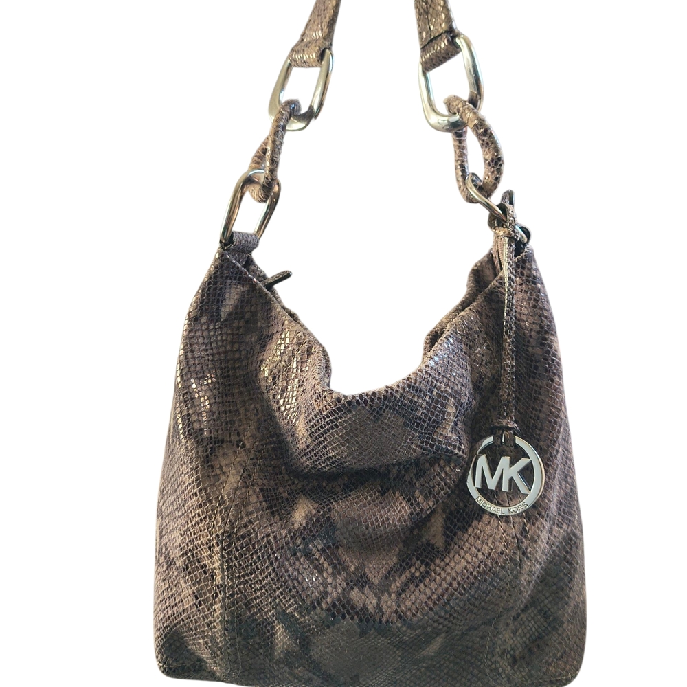 Michael Kors Python Pattern Shoulder Bag - Brown … - image 3